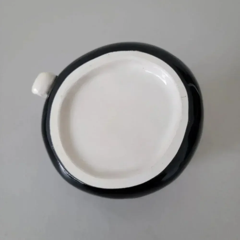 Stylized Cat Ceramic Mug Black Cream Figural Coffee Cup Cat Lover Collectible